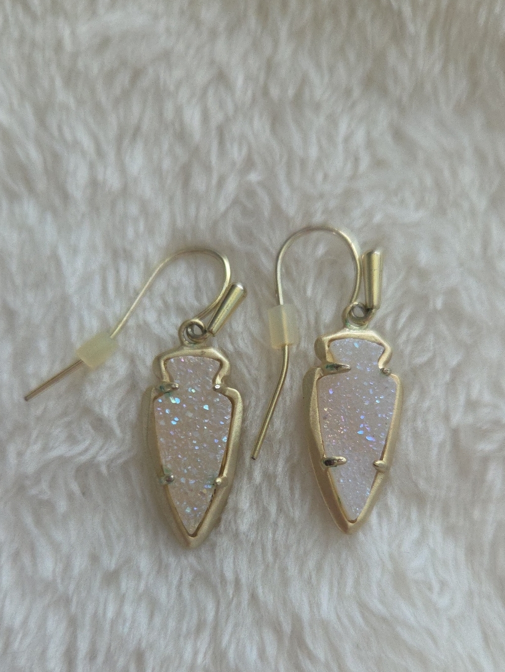 Kendra Scott Kate Arrow Arrowhead Drop Earrings Gold & Iridescent Drusy